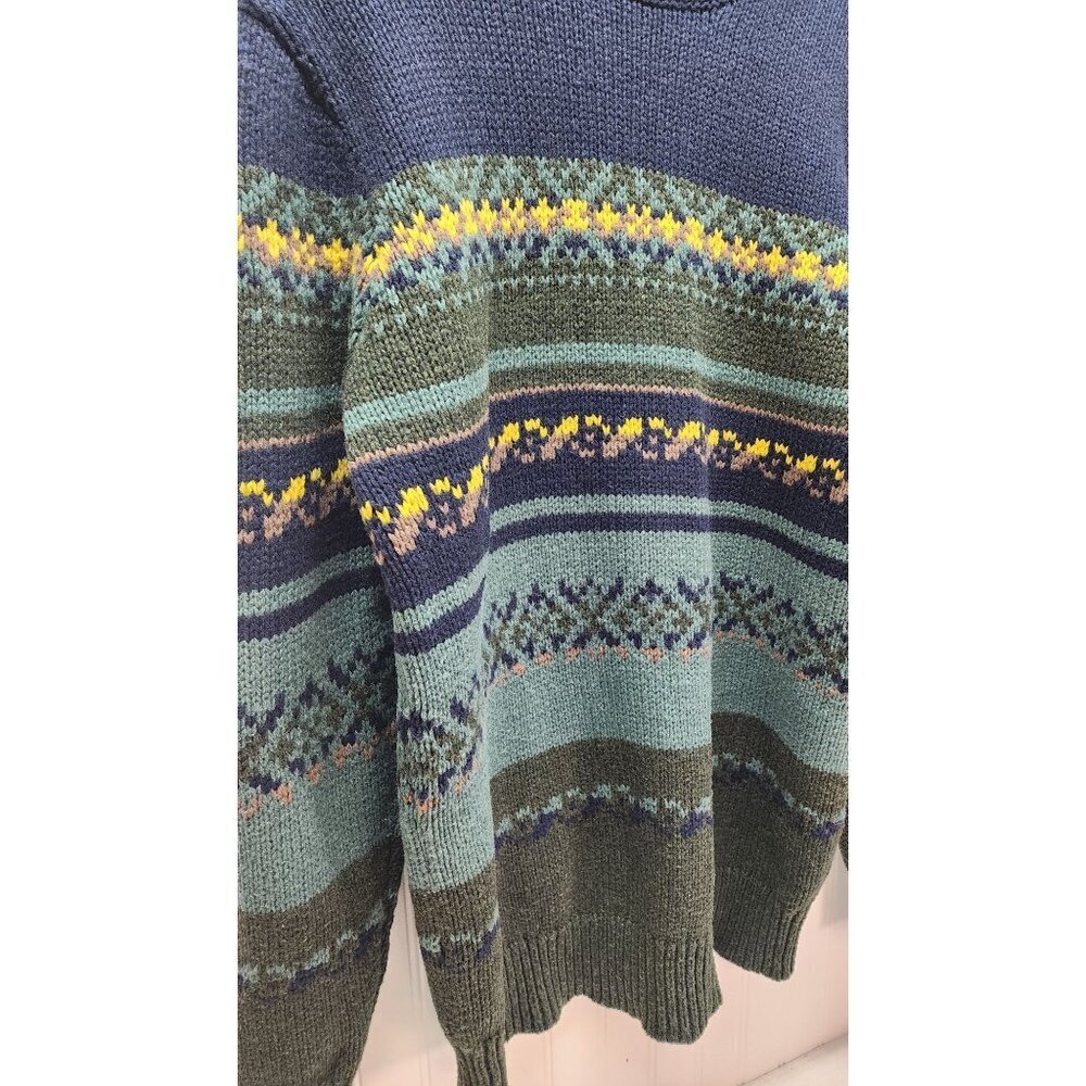 CHUP Vintage-Inspired Crewneck Knit Sweater With Multicolor Nordic Stripes & Pat - Picture 2 of 10